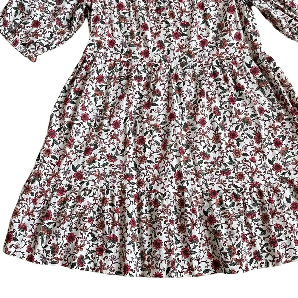 Old Navy Girls Floral Print Puff Sleeves Tiered Swing Dress Size L 10-12